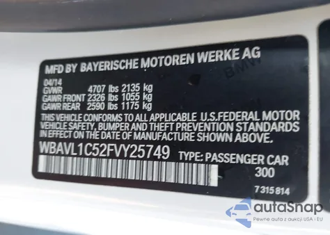 2015 BMW X1 xDrive28I from USA, damaged, VIN WBAVL1C52FVY25749